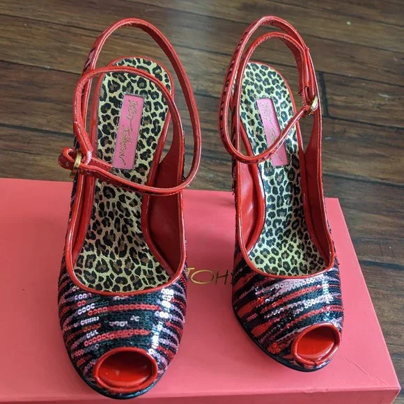 Betsey Johnson Avril Sequin Animal Platforms NIB - Picture 3 of 9